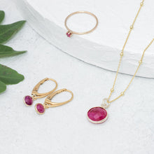 Load image into Gallery viewer, &quot;Rosa&quot; petite gemstone drop earrings in gold vermeil
