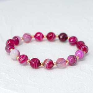 "Gemma" semi-precious gemstone bracelet in pink agate