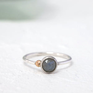 "Michelle" labradorite ring with 9ct gold- round stone