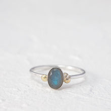 Load image into Gallery viewer, &quot;Michelle&quot; labradorite ring with 9ct gold- oval stone
