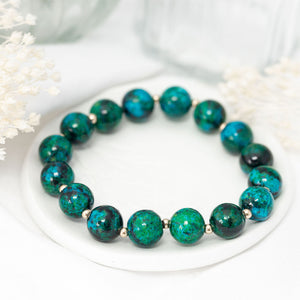"Gemma" semi-precious gemstone stretch bracelet in chrysocolla
