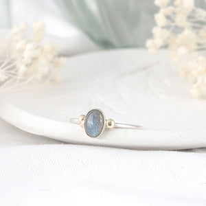 "Michelle" labradorite ring with 9ct gold- oval stone