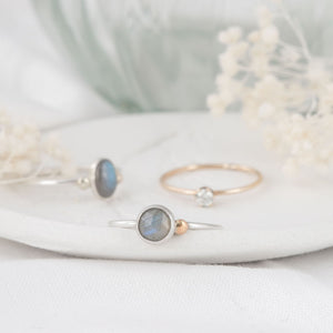 "Michelle" labradorite ring with 9ct gold- round stone