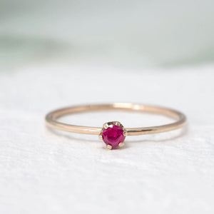 "Aster" dainty birthstone ring in ruby