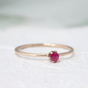 "Aster" dainty birthstone ring in ruby