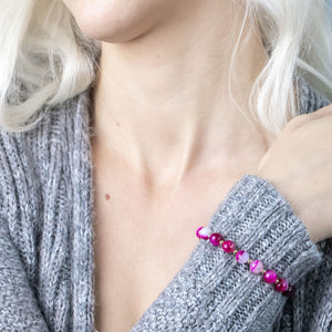 "Gemma" semi-precious gemstone bracelet in pink agate