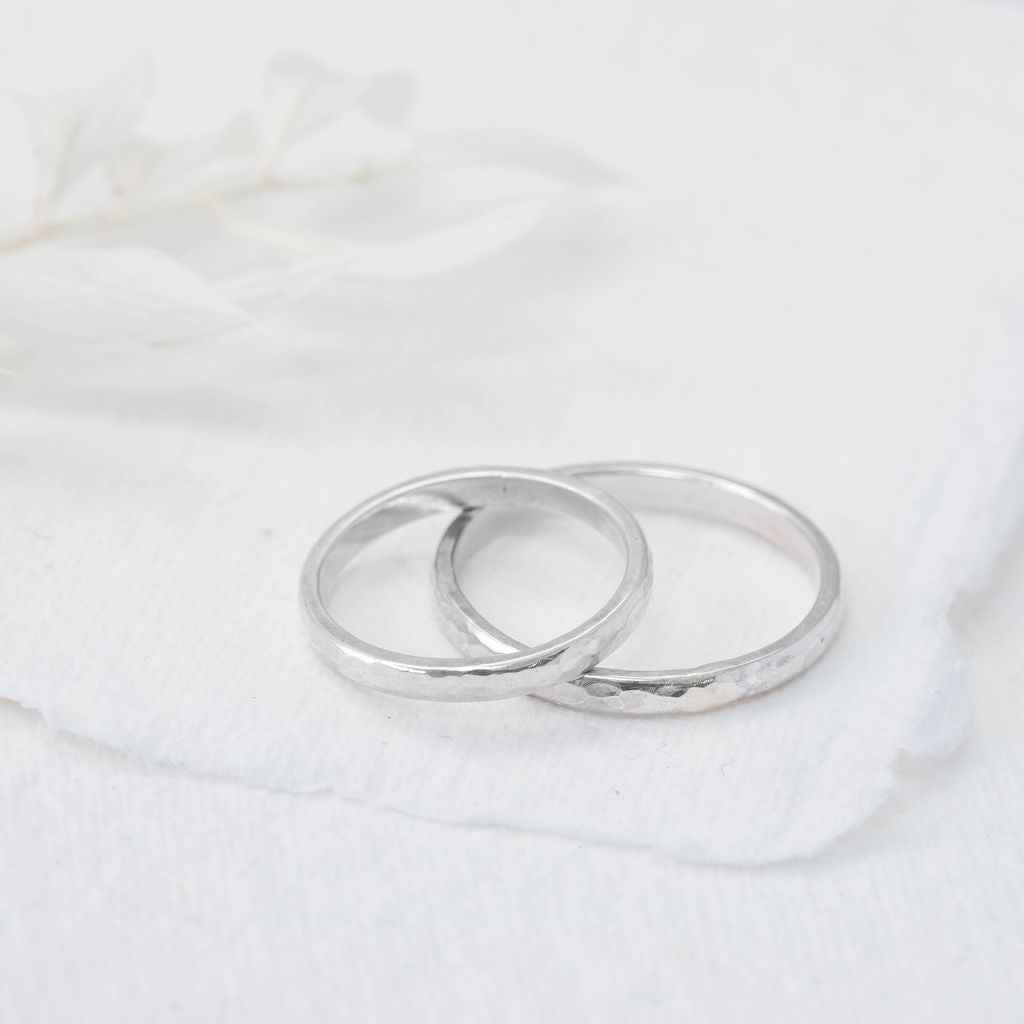 Solid silver wedding on sale bands