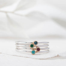 Load image into Gallery viewer, Skinny birthstone rings - Smooth band
