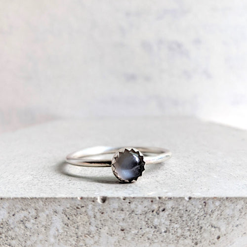 Angharad grey moonstone ring in sterling silver