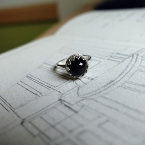"Eva" Black star diopside ring