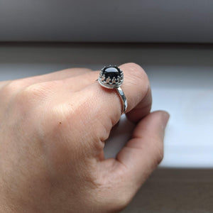 "Eva" Black star diopside ring