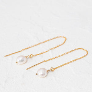 "Indie" pearl threader earrings
