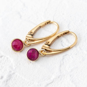 "Rosa" petite gemstone drop earrings in gold vermeil